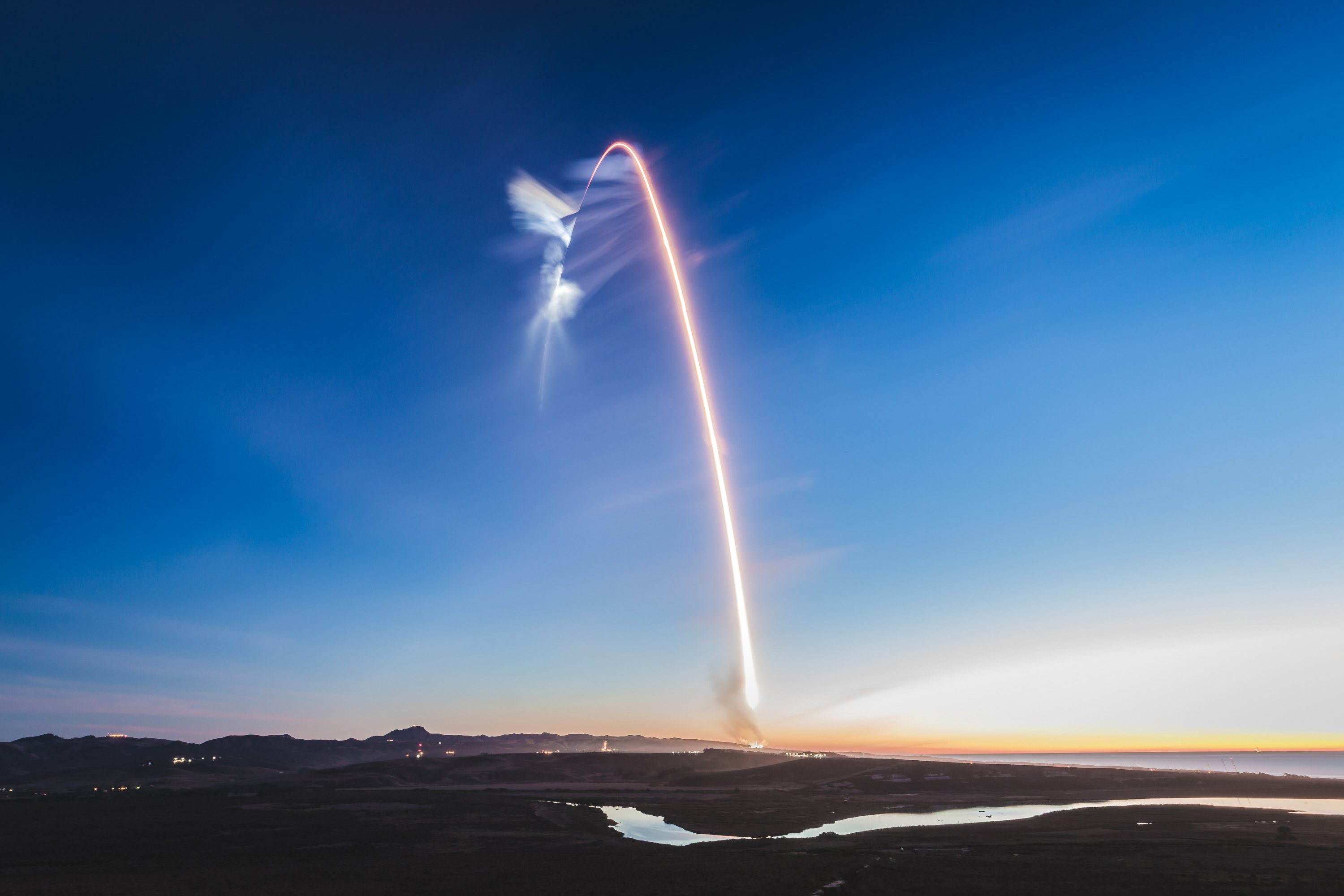 Long exposure frame of a rocket launch